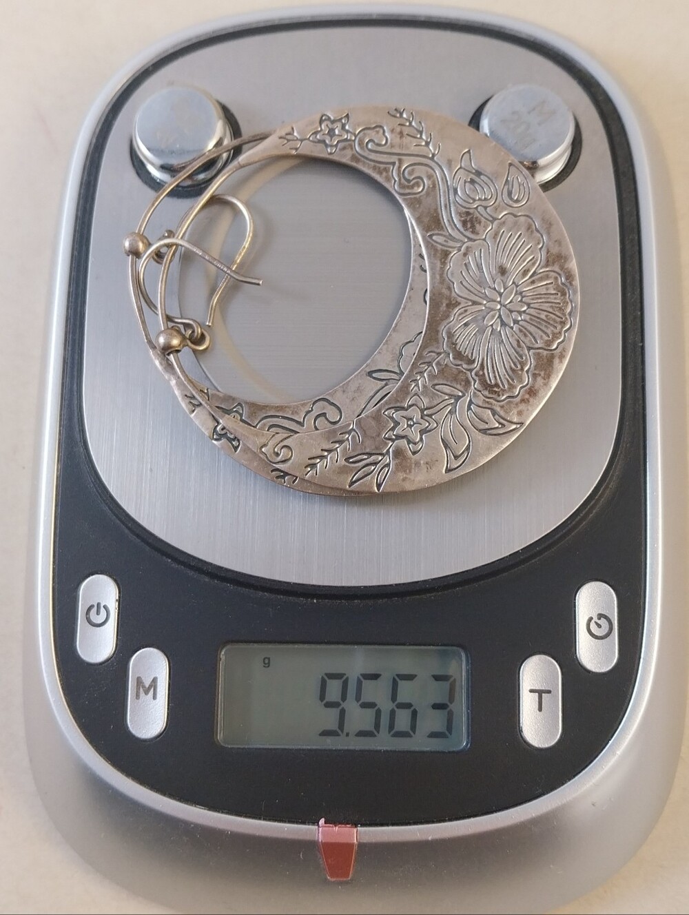 Sterling Silver Floral Crescent Hoop Earrings - Women Jewelry - Picture 5 of 8